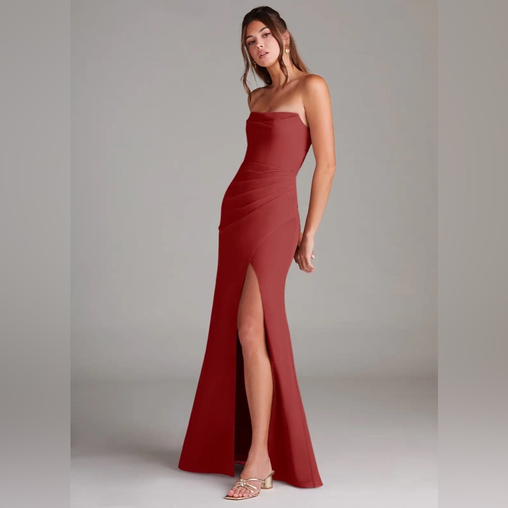 Azazie Bridesmaids Dress Leonis Style Rust Color - Picture 3 of 10